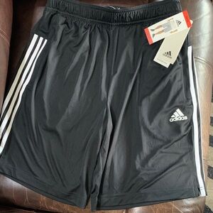 Adidas Men's Black Athletic Shorts with White Stripes